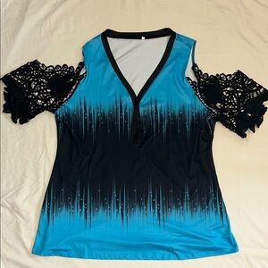 Stylish Blue and Black Women's Top